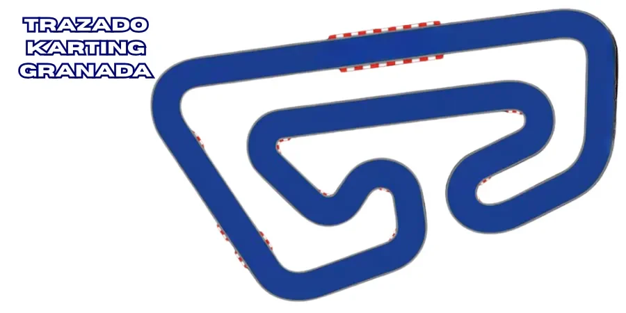Plano del trazado del circuito de Karting Granada con más de 700 metros de cuerda.