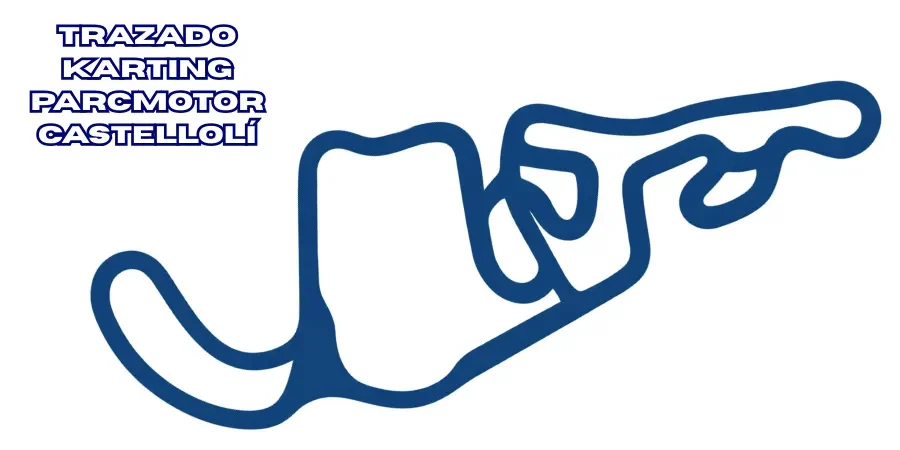 Plano del trazado del circuito de Karting Parcmotor Castellolí con curvas técnicas y secciones rápidas.