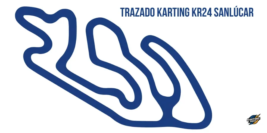 Plano del trazado del Karting KR24 Sanlúcar de 1.300 metros en Cádiz.